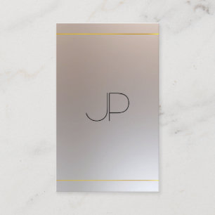 Modern Guld Silver Monogrammed Elegant Visitkort
