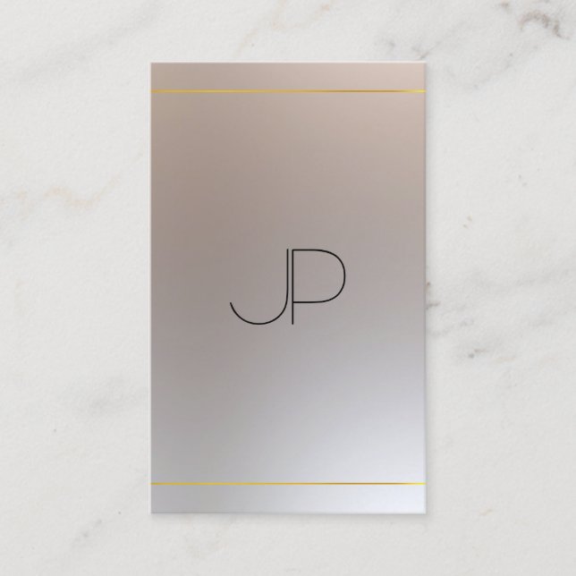 Modern Guld Silver Monogrammed Elegant Visitkort (Framsida)