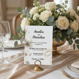 Modern Guld Skiss Blommor | Vit Bröllop Inbjudningar