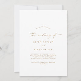 Modern Guld skript Bröllop i inbjudan