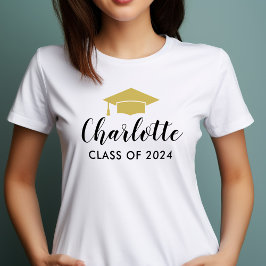 Modern Guld-skript Namn 2025 Studenten-foto T Shirt