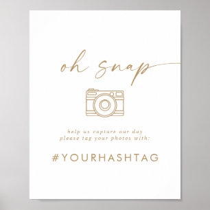 Modern Guld-skript OSnap Bröllop Hashtag-tecken Poster