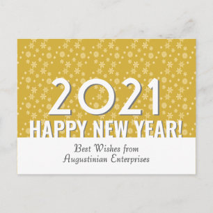 Modern GULD SNÖFLINGOR GOTT NYTT ÅR 2021 Vykort