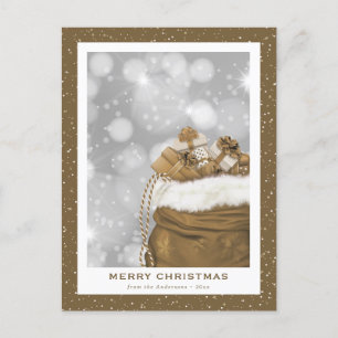 Modern Guld Snowy God jul Helg Vykort