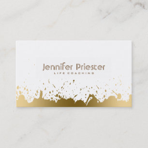 Modern Guld Splatter & White Life Couching Visitkort