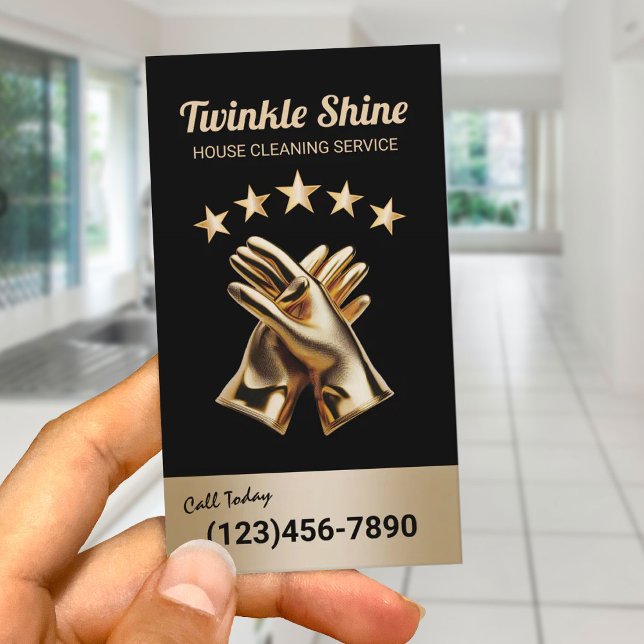 Modern Guld Städning handskar för hushållning Visitkort (Skapare uppladdad)