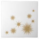 Modern Guld Starburst Ceramic Tile Kakelplatta<br><div class="desc">Modern keramisk platta med snyggt guld är startdesign på vit bakgrund. Enkel,  ren modern design.</div>