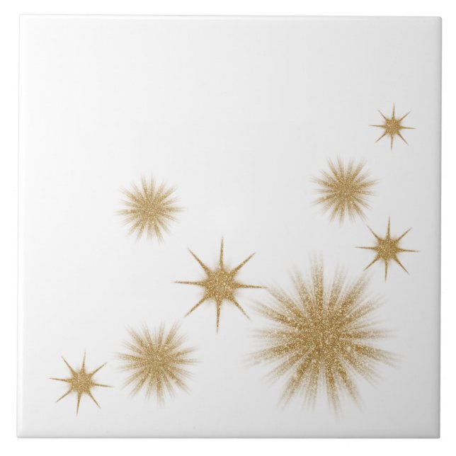 Modern Guld Starburst Ceramic Tile Kakelplatta (Framsidan)