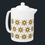 Modern Guld-Starburst Mönster i mitten av århundra<br><div class="desc">Modern design i mitten av århundradet som ger vintage mönster av guld-stjärnor på vit bakgrund. Enkel, ren modern design. Skapa din egen anpassningsbar mönster genom att ladda upp en ny bild eller använda knappen "Kontakta den här designern" för hjälp. Så här skapar du din egen mönstrade design: 1. Välj Anpassa...</div>