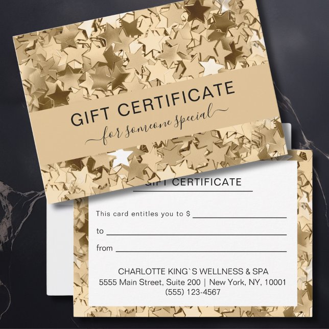 Modern Guld Stars Business Gift Certificate (Modern Gold Stars BUSINESS CERTIFICATE)