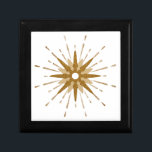 Modern Guld-stjärnsprängning i mitten av århundrad Minnesask<br><div class="desc">Dagens moderna inspirerade presentlåda i mitten av århundradet med vintage retro guld som utgångspunkt och som är ett komplement till den moderna starstdesignen inslag. Enkel, ren starsterdesign i en palett med guld och vitt färg. En utformning av en samordnande samling. Designat som mall kan du skapa ditt eget anpassad design...</div>