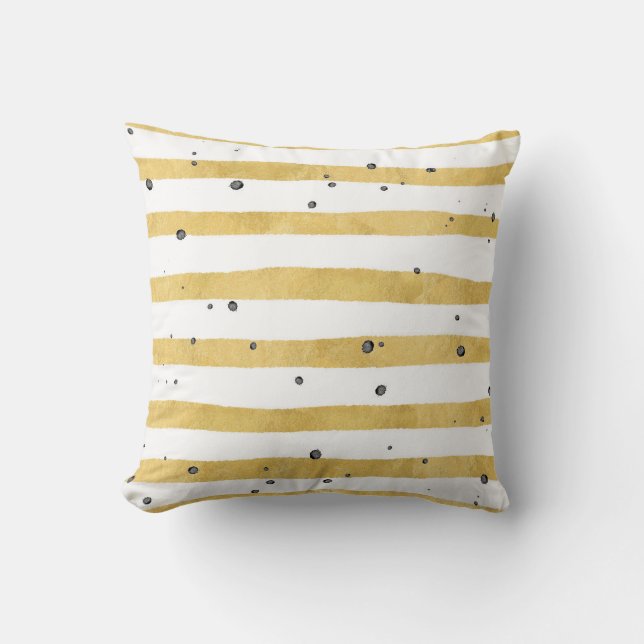 Modern Guld-stripe och svarta punkter Dekorativ ku Kudde (Framsida)