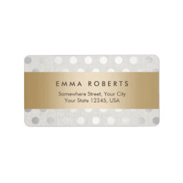 Modern Guld-stripe Silver Polka dots Classy Linen Adressetikett