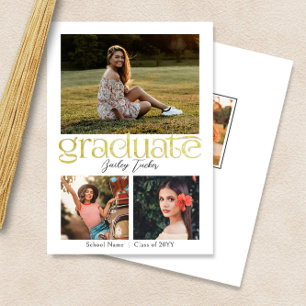Modern Guld Student 4-Photo Collage Studenten Meddelande