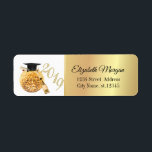 Modern Guld Studentmössa,Disco Boll,Vin Returadress Etikett<br><div class="desc">Returadressetikett för elegant studenten med studentmössa,  disco boll och vin flaska.</div>