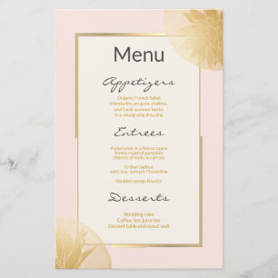 Modern Guld Succulents Bröllop Menu på