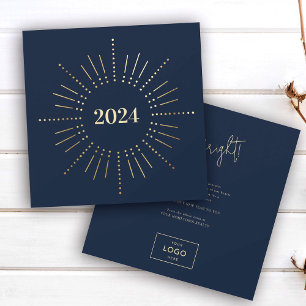 Modern Guld Sunburst New Years Business Julkort