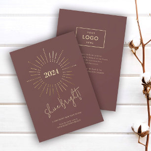 Modern Guld Sunburst New Years Business Julkort