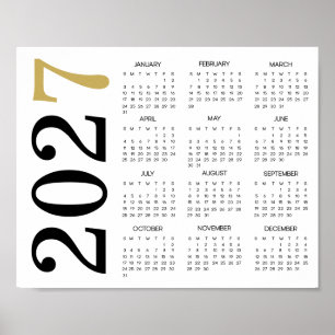 Modern guld svart 2027 kalender poster