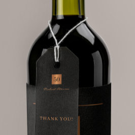 Modern guld svart 50-årsdag tack presentetikett