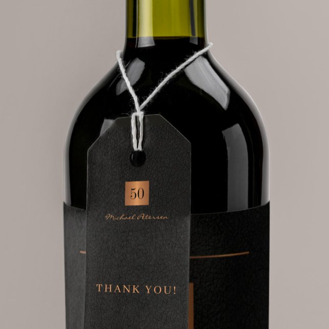Modern guld svart 50-årsdag tack presentetikett (Skapare uppladdad)