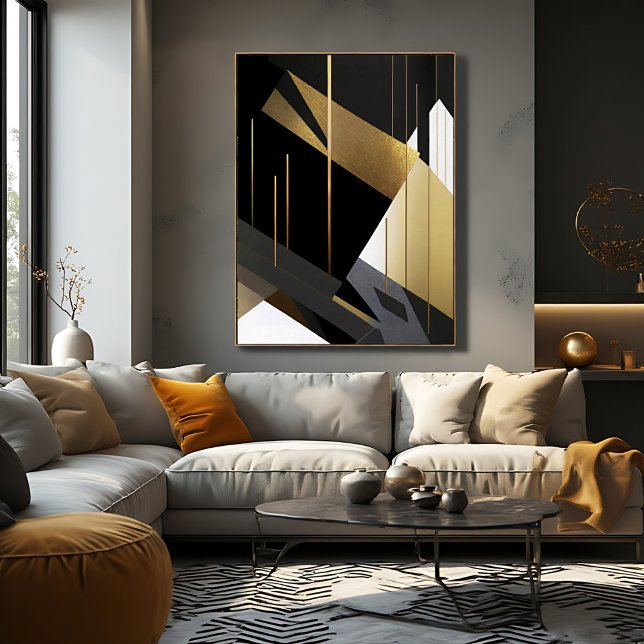 Modern Guld Svart Abstrakt Geometrisk Poster (Skapare uppladdad)