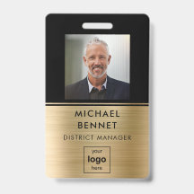 Modern guld svart anställd foto-ID-kort