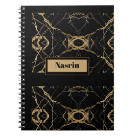 Modern guld & svart marmor minimalistisk lyx anteckningsbok