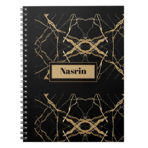 Modern guld & svart marmor minimalistisk lyx anteckningsbok