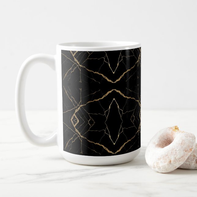 Modern guld & svart marmor  minimalistisk lyx  kaffemugg (Med munk)