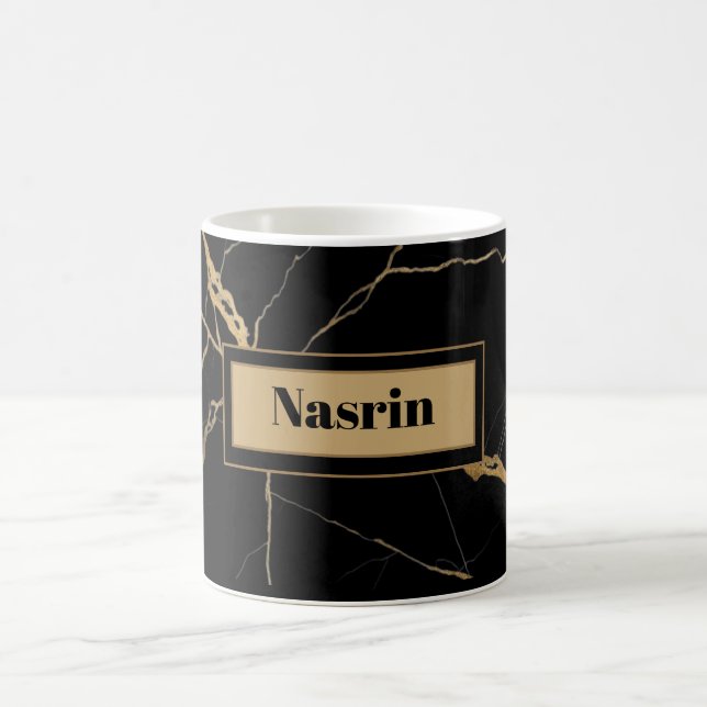 Modern guld & svart marmor  minimalistisk lyx  kaffemugg (Center)
