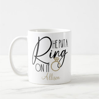 Modern Guld Svart Namn Han satte en ring på den Kaffemugg