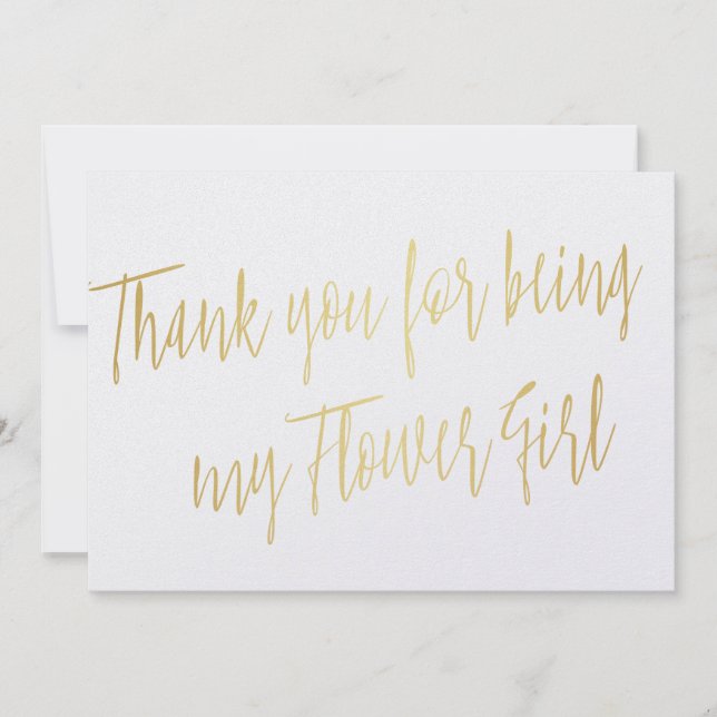Modern Guld: "Tack för att du är min Flower Girl" Tack Kort (Framsida)