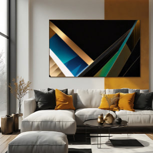 Modern Guld Teal Abstrakt 3D Geometrisk Poster