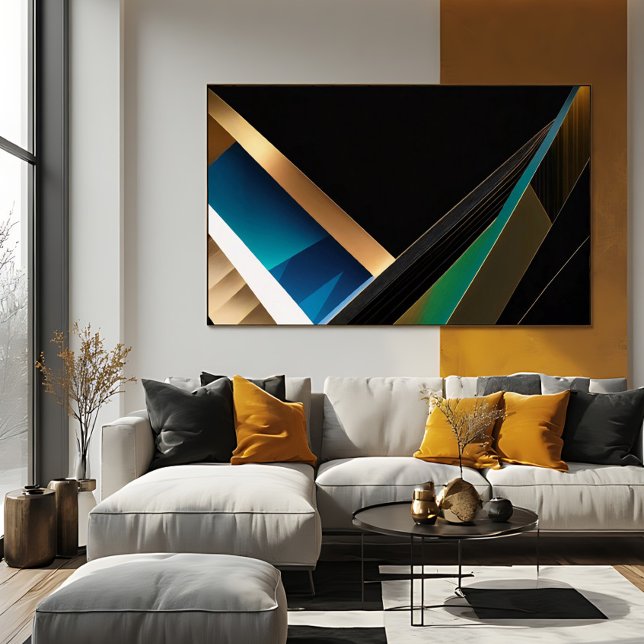 Modern Guld Teal Abstrakt 3D Geometrisk Poster (Skapare uppladdad)