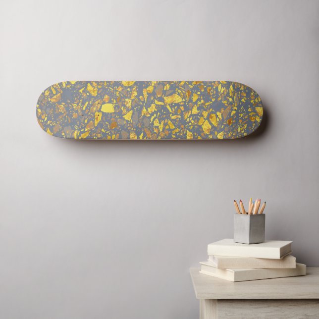 Modern Guld Terrazzo Mönster Mini Skateboard Bräda 18,5 Cm (Väggkonst (Horz))