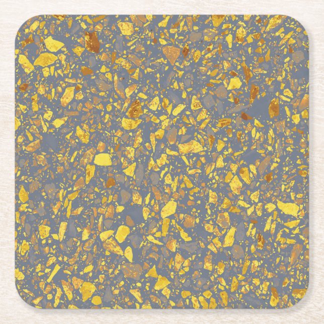 Modern Guld Terrazzo Mönster Underlägg Papper Kvadrat (Framsidan)
