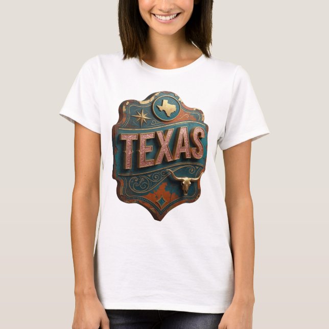 Modern Guld TEXAS Anpassad Tee (Framsida)