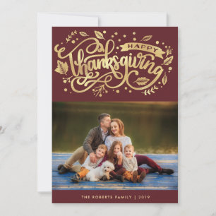 Modern guld-thanksgiving-fotokort julkort