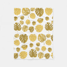 Modern Guld Tropical Löv Mönster