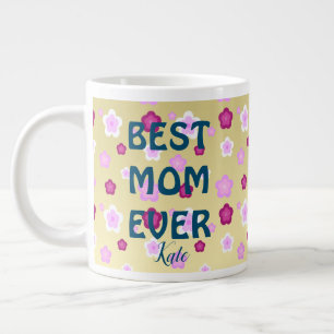 Modern guld-typografi-blommigt, monogram namn jumbo mugg