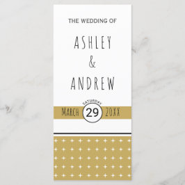 Modern guld-typografi, geometriskt bröllopsprogram program