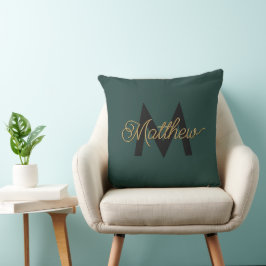 Modern Guld Typografi Lägg till Namn och Monogram Kudde