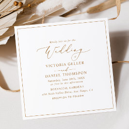 Modern Guld Typografi - minimalt Bröllop Inbjudningar