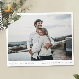 Modern Guld Typography Photo Bröllop Gästböcker