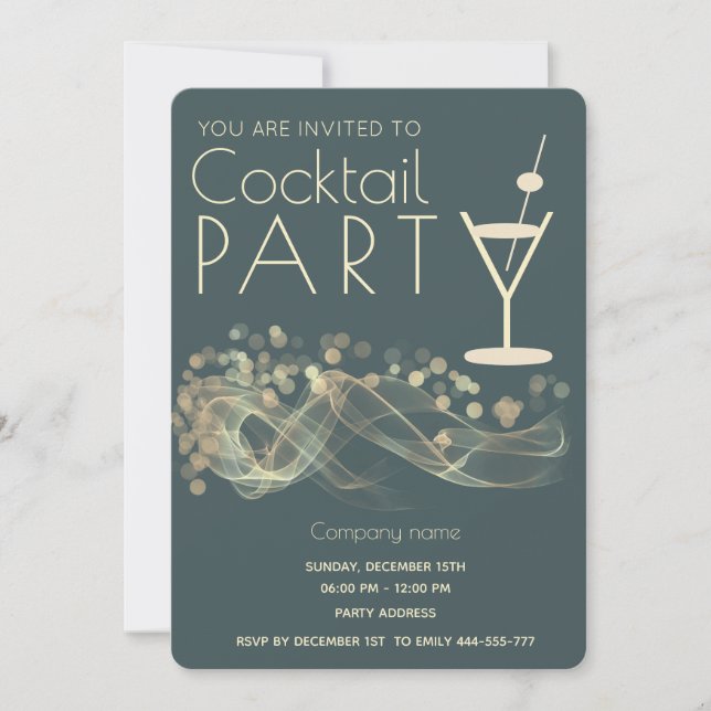 Modern Guld vågigt bäckencocktail party Inbjudningar (Framsida)