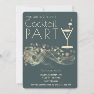 Modern Guld vågigt bäckencocktail party Inbjudningar