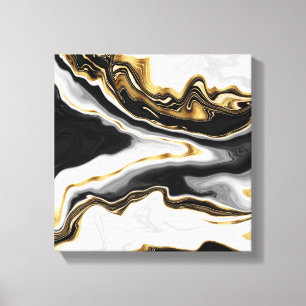 Modern Guld-vätskeswirl-målning Aestetisk design Canvastryck