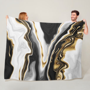 Modern Guld-vätskeswirl-målning Aestetisk design Fleecefilt