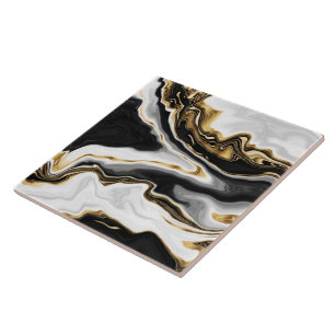 Modern Guld-vätskeswirl-målning Aestetisk design Kakelplatta